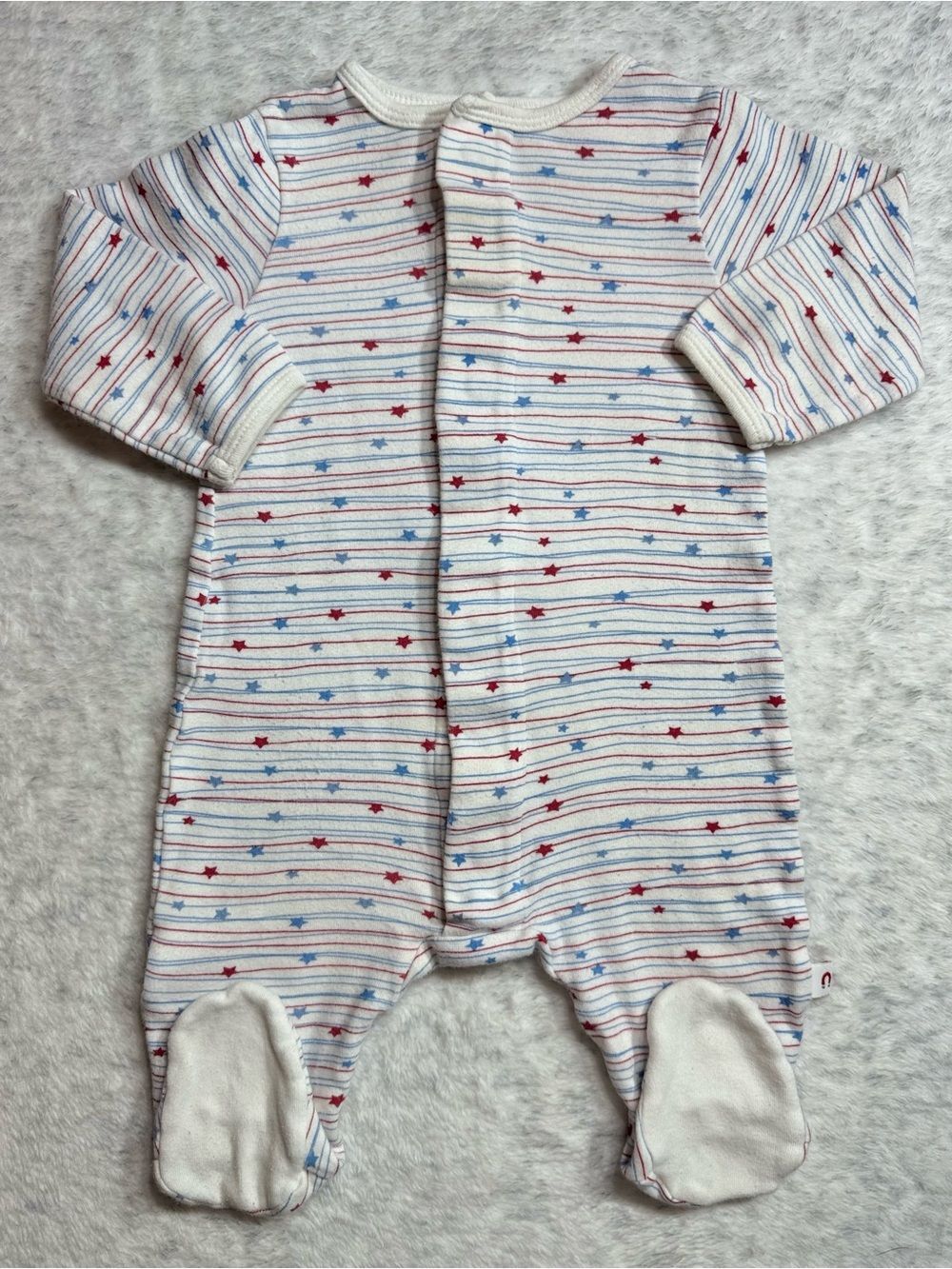 Magnetic Me E=MC Star Stripe Footie Sleeper 6-9M Baby Cotton Red White Blue